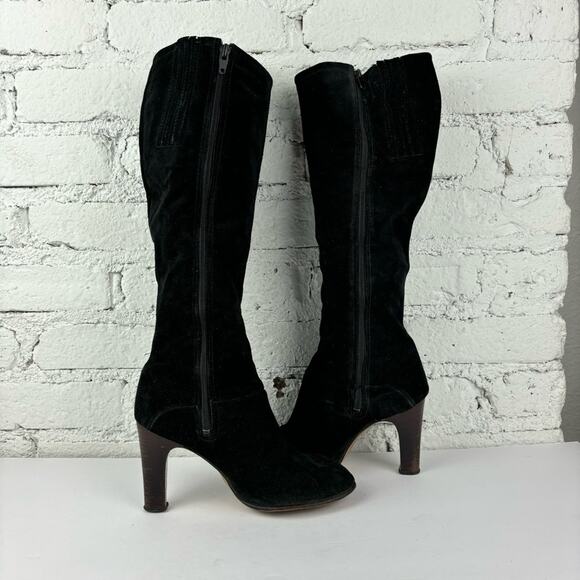 Vintage Knee High Suede Leather Zip Up Boots - Picture 3 of 10